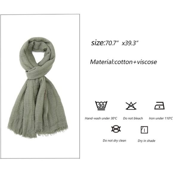 Womens Cotton Hemp Scarf Soft Lightweight Long Hijab Wrap Shawl Summer Fall Gift - Picture 4 of 7